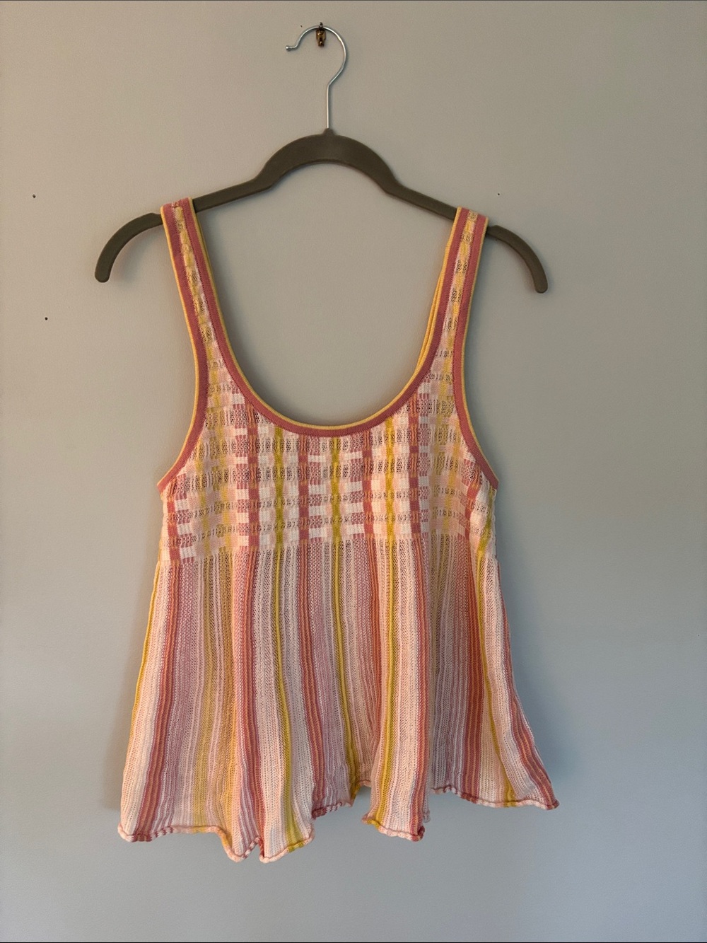 Maeve Pink, Yellow and White Striped Knit Tank